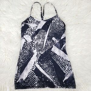 Luluemon Power Y Tank Top Static Mist Black White Racerback SZ 4